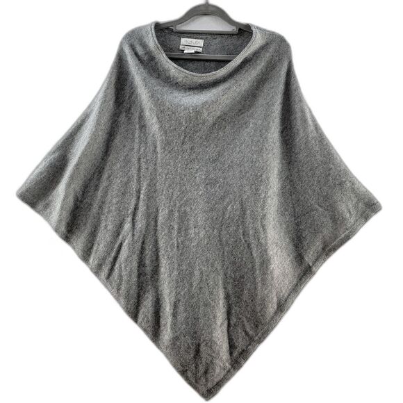 Rachel Zoe 2 Ply Gray 100% Cashmere Poncho Sweater Fits All Women's One Size - Picture 1 of 6